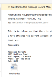 Phishing email