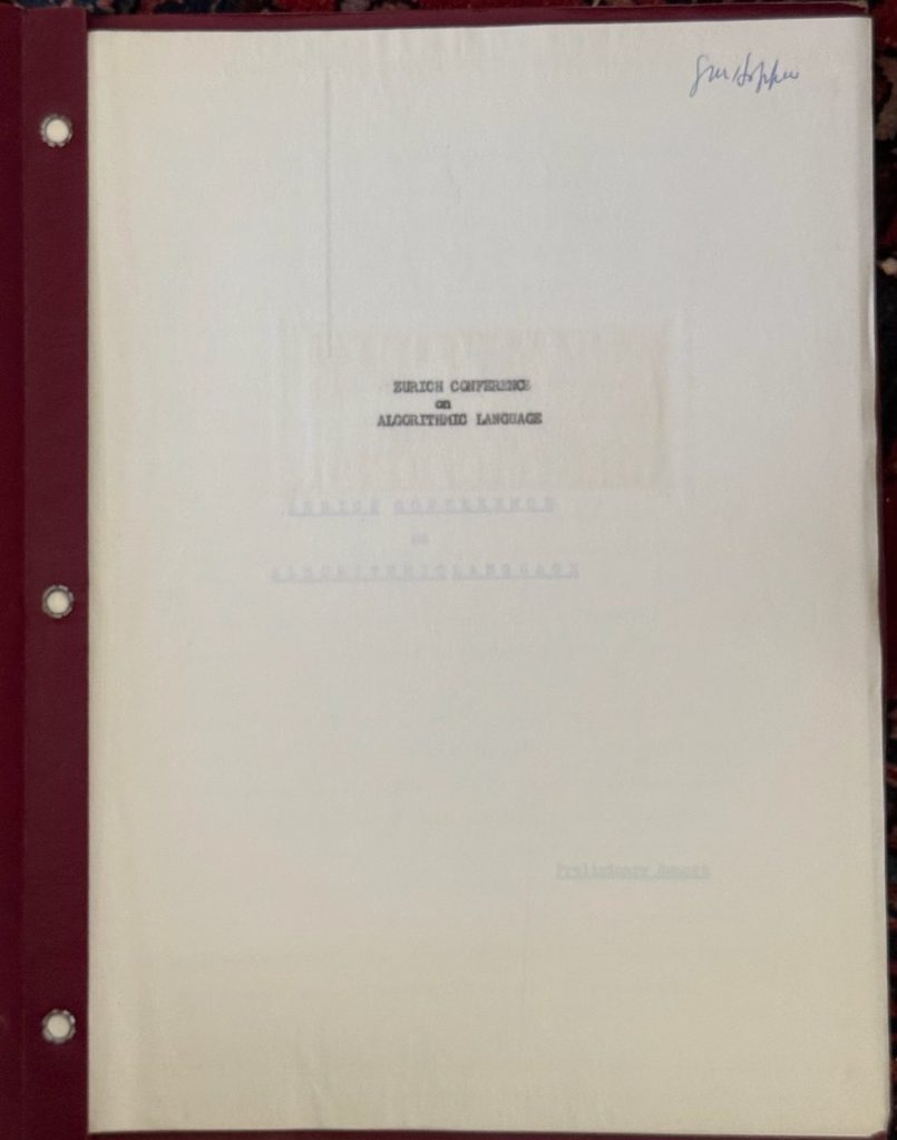 1958 G Hopper's Zurich Conf on ALGOL