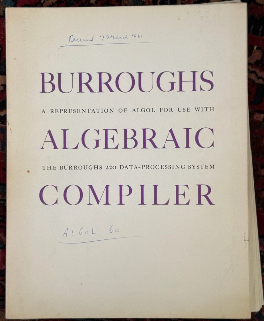 1961 Burroughs ALGOL Compiler