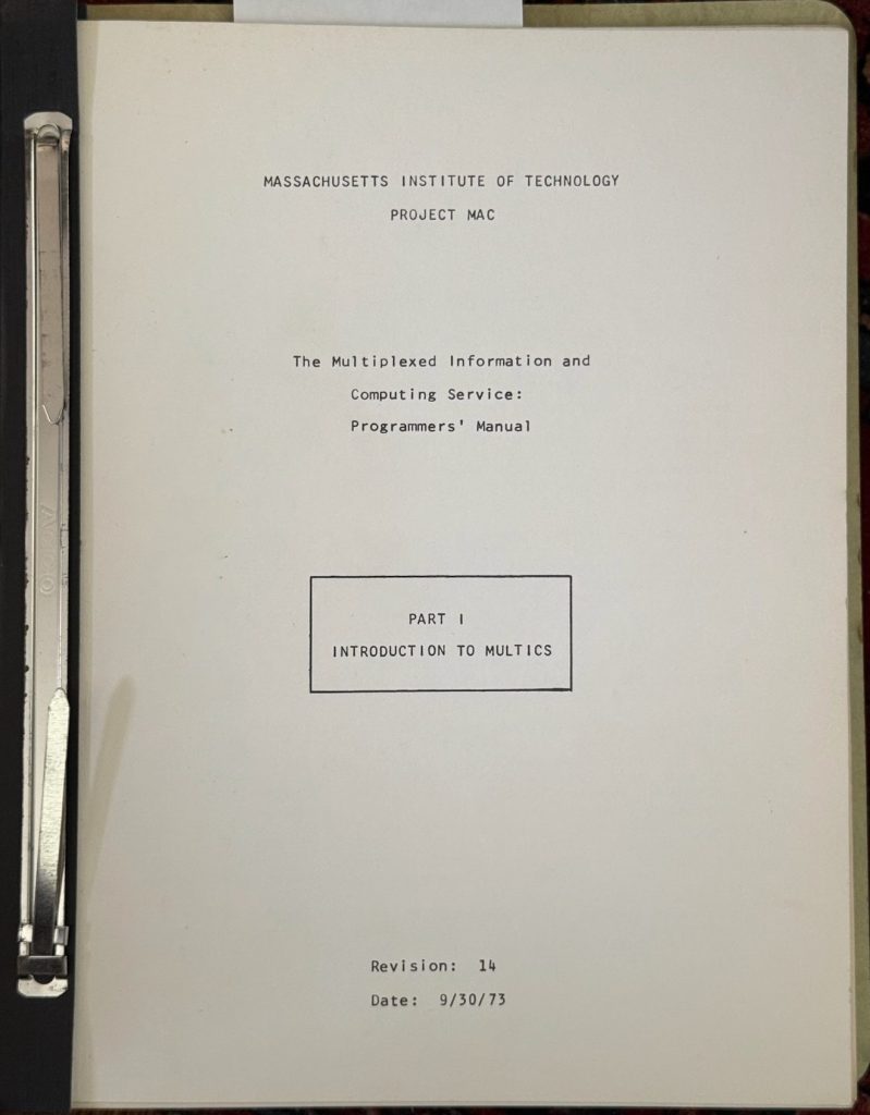 1973 MIT Multics Introduction: MPM Part 1