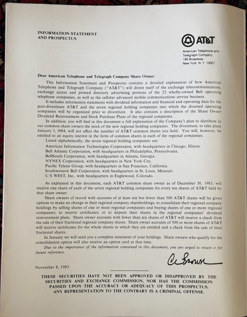 1983 AT&T Breakup Prospectus